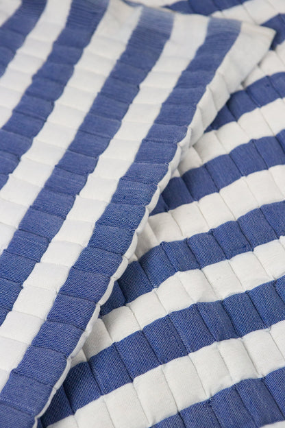 Quilted Stripe Blanket in Shadow Blue