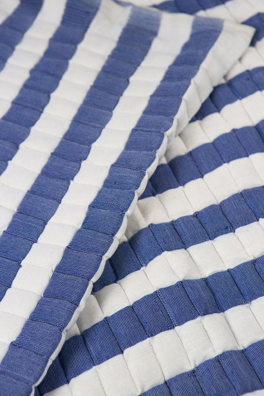 Quilted Stripe Blanket in Shadow Blue